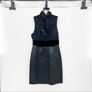 Frock Tracy Reese black ruffle collar seude belt sleeveless dress 4
